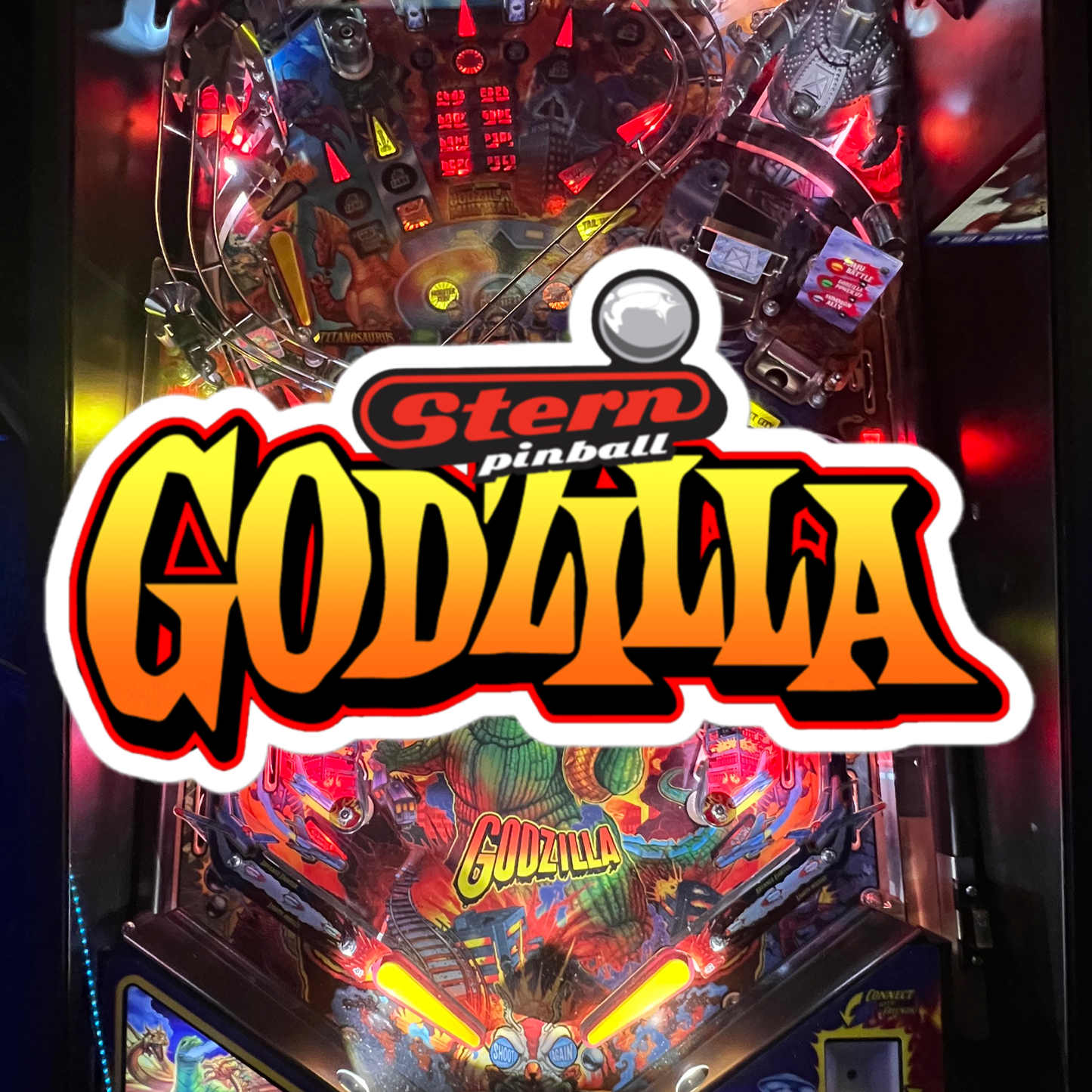 Godzilla Pinball Logo Sticker